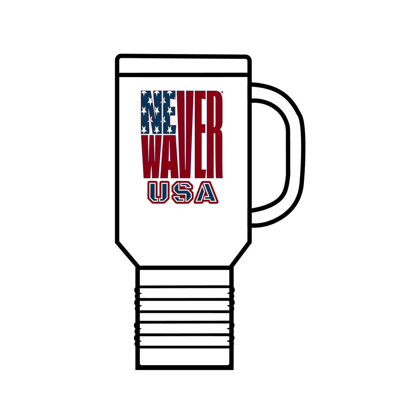 Never Waver USA Insulated Travel Mug, 40oz