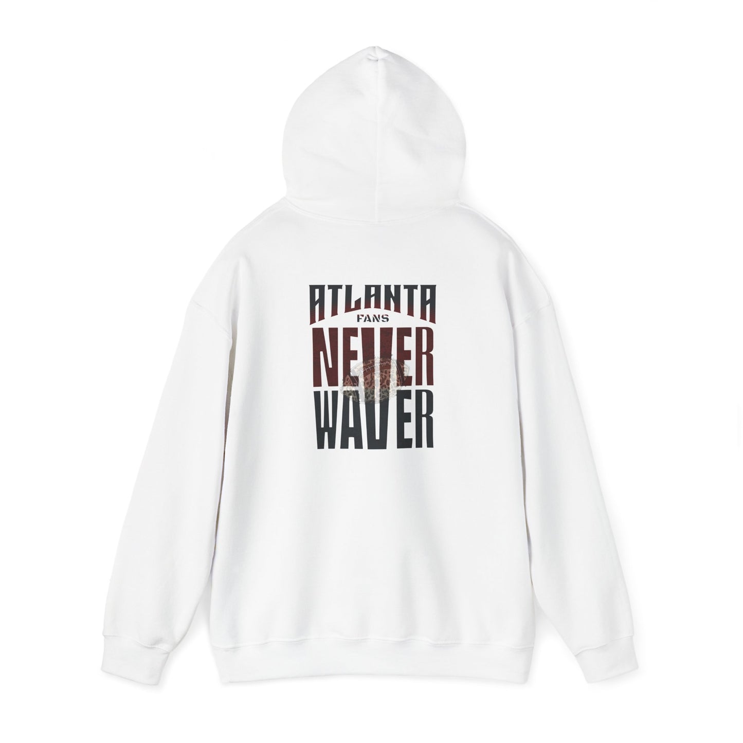 Unisex Heavy Blend™ Hoodie - 'Never Waver' Atlanta Fans Leopard Football Sweatshirt