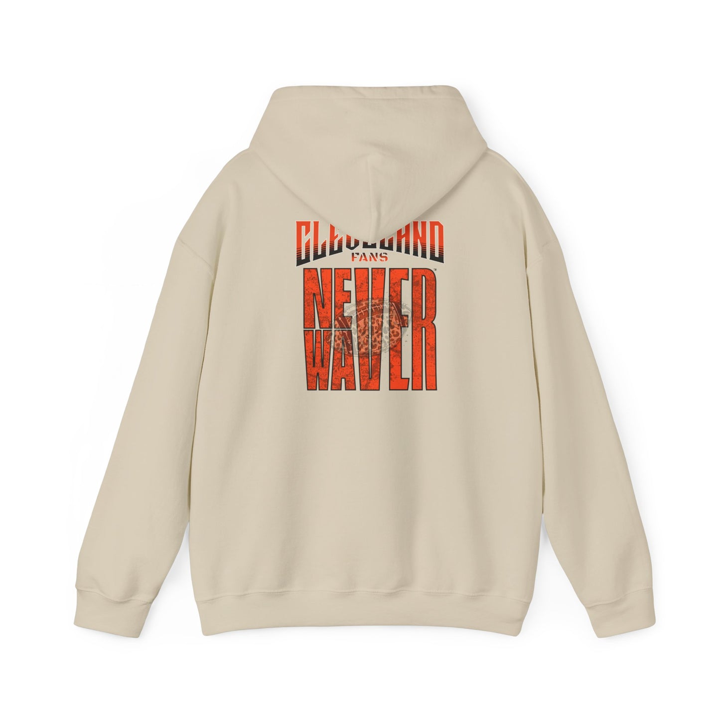 Cleveland Fans Never Waver W-Leopard Football Unisex Heavy Blend™ Hooded Sweatshirt