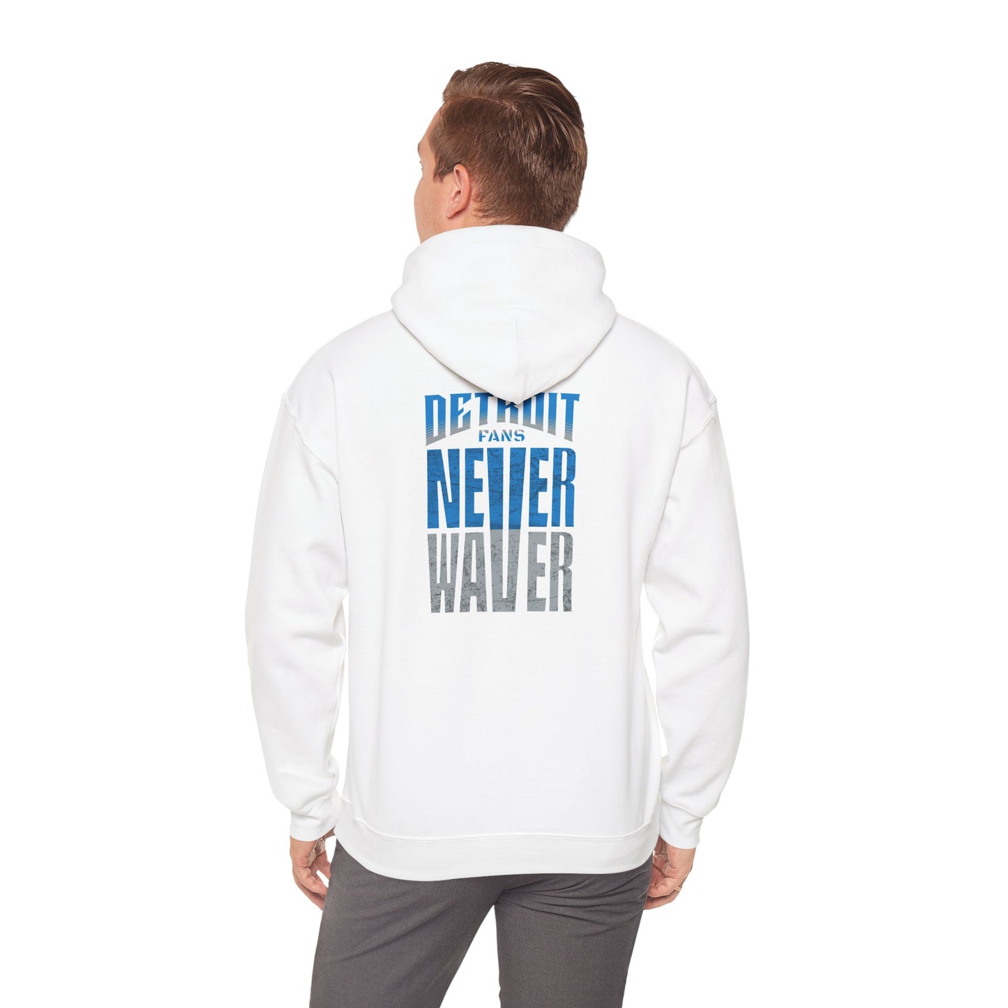 Unisex Heavy Blend™ Hooded Sweatshirt - 'Detroit Fans Never Waver' Inspirational Hoodie for Fans