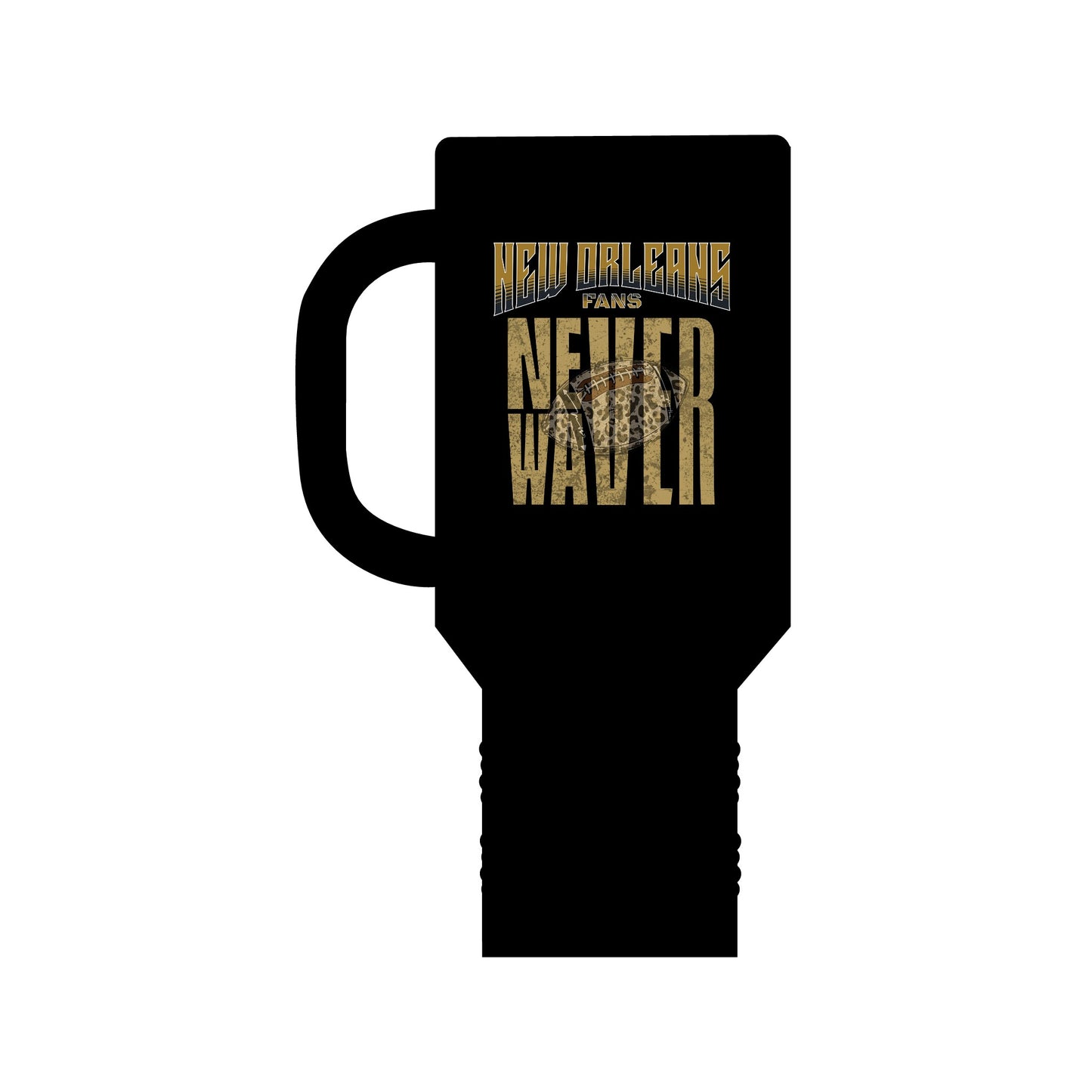 New Orleans Fans Never Waver W-Leopard Football Insulated Travel Mug, 40oz