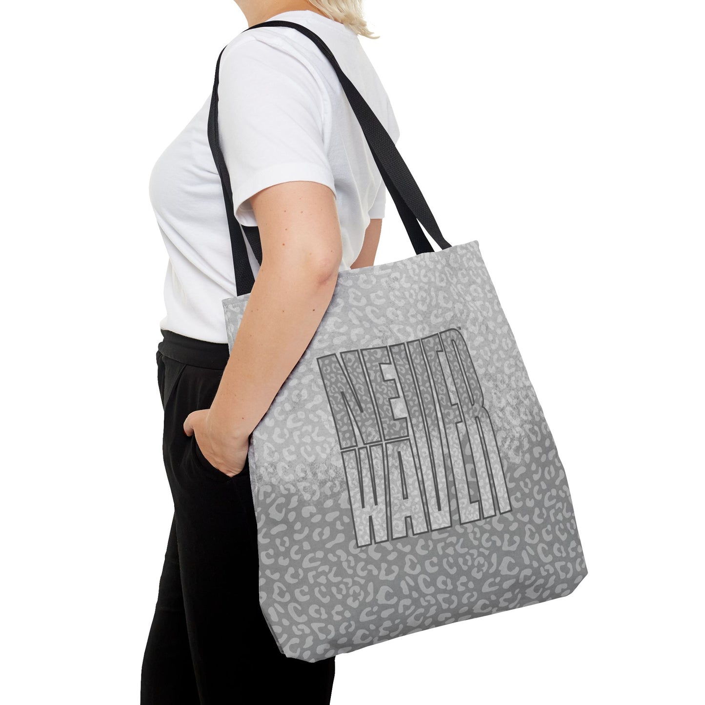 Never Waver Mamma Gray Leopard Tote Bag (AOP)