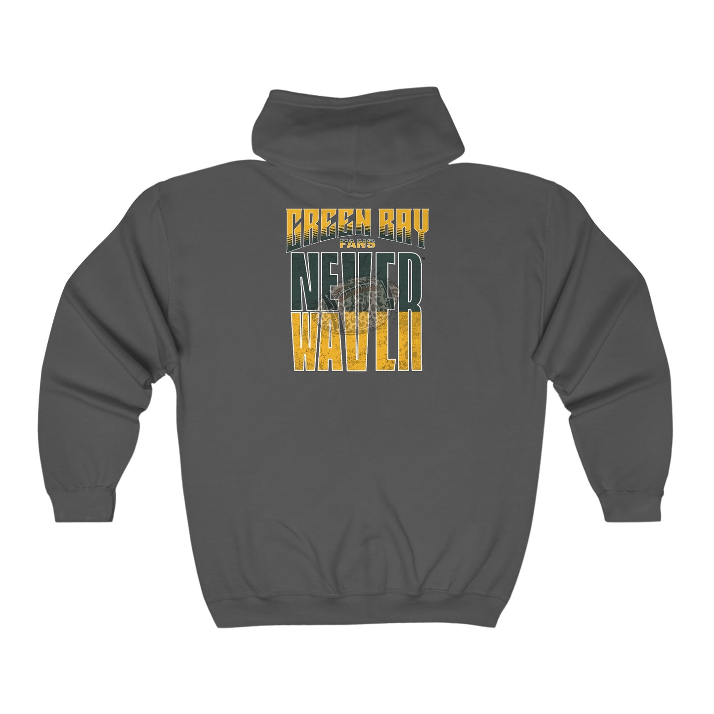 Green Bay Fans Never Waver with leopard football Unisex Heavy Blend™ Full Zip Hooded Sweatshirt