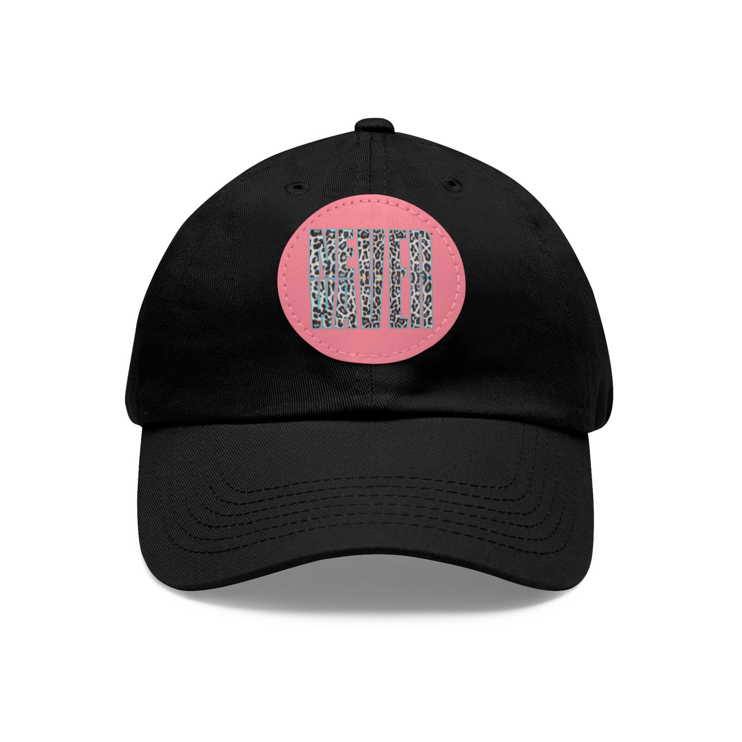 Never Waver Leopard Dad Hat with Leather Patch (Round)