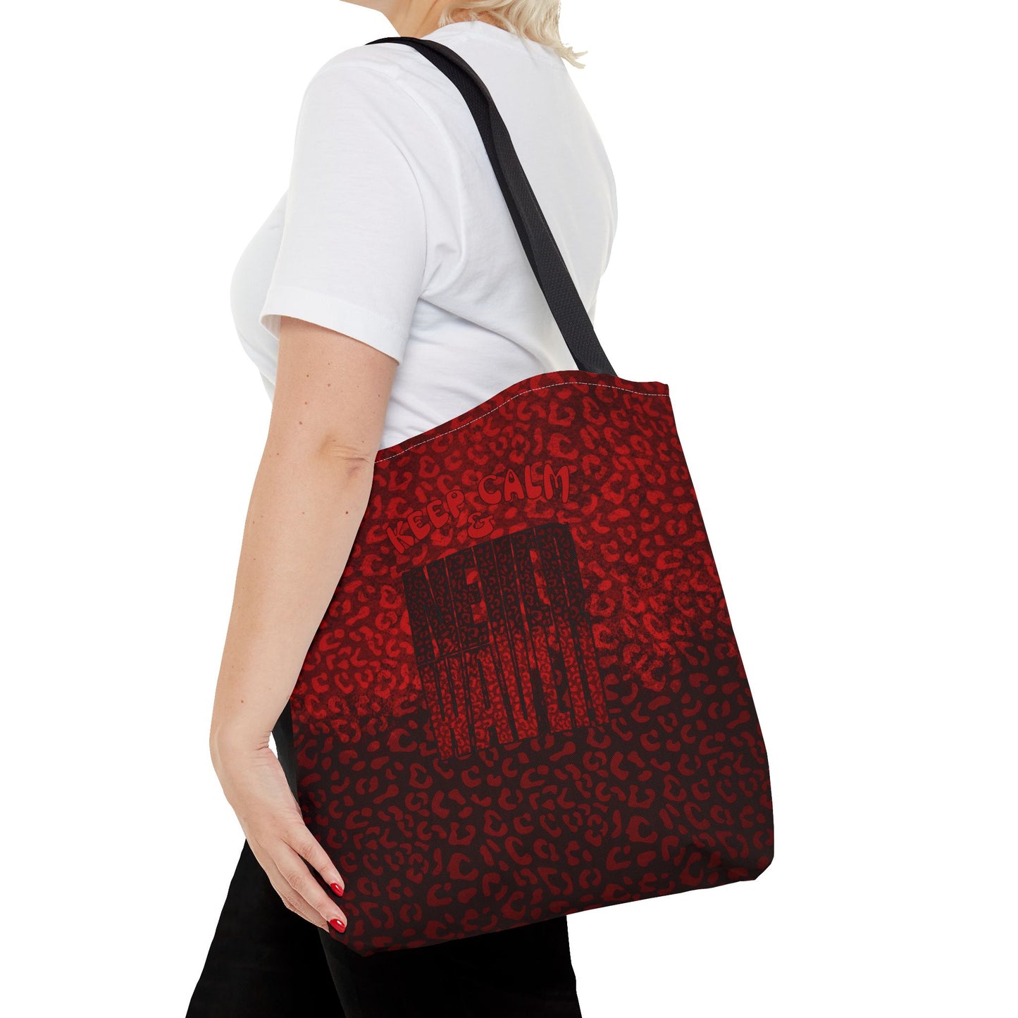 Keep Calm & Never Waver Mamma Red Leopard Tote Bag (AOP)