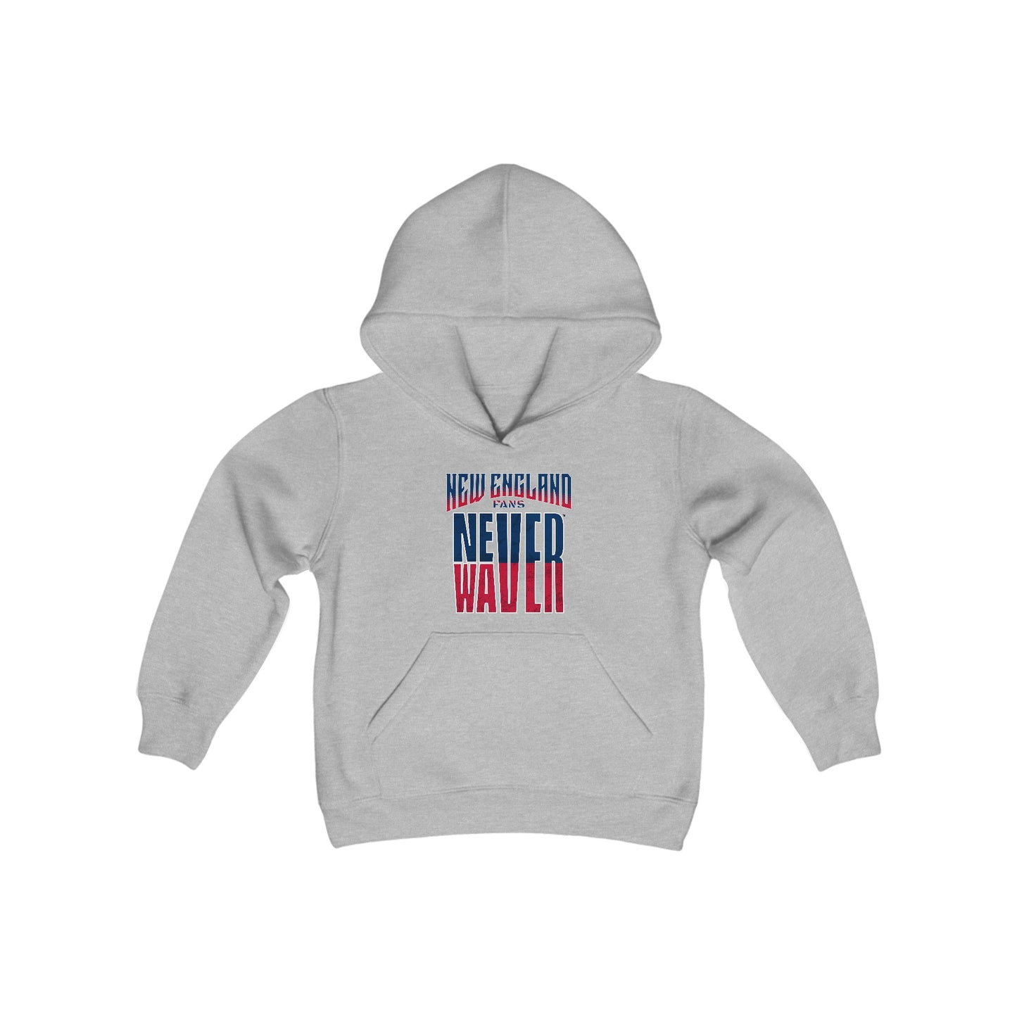 New England Fans Never Waver Youth Heavy Blend Hooded Sweatshirt