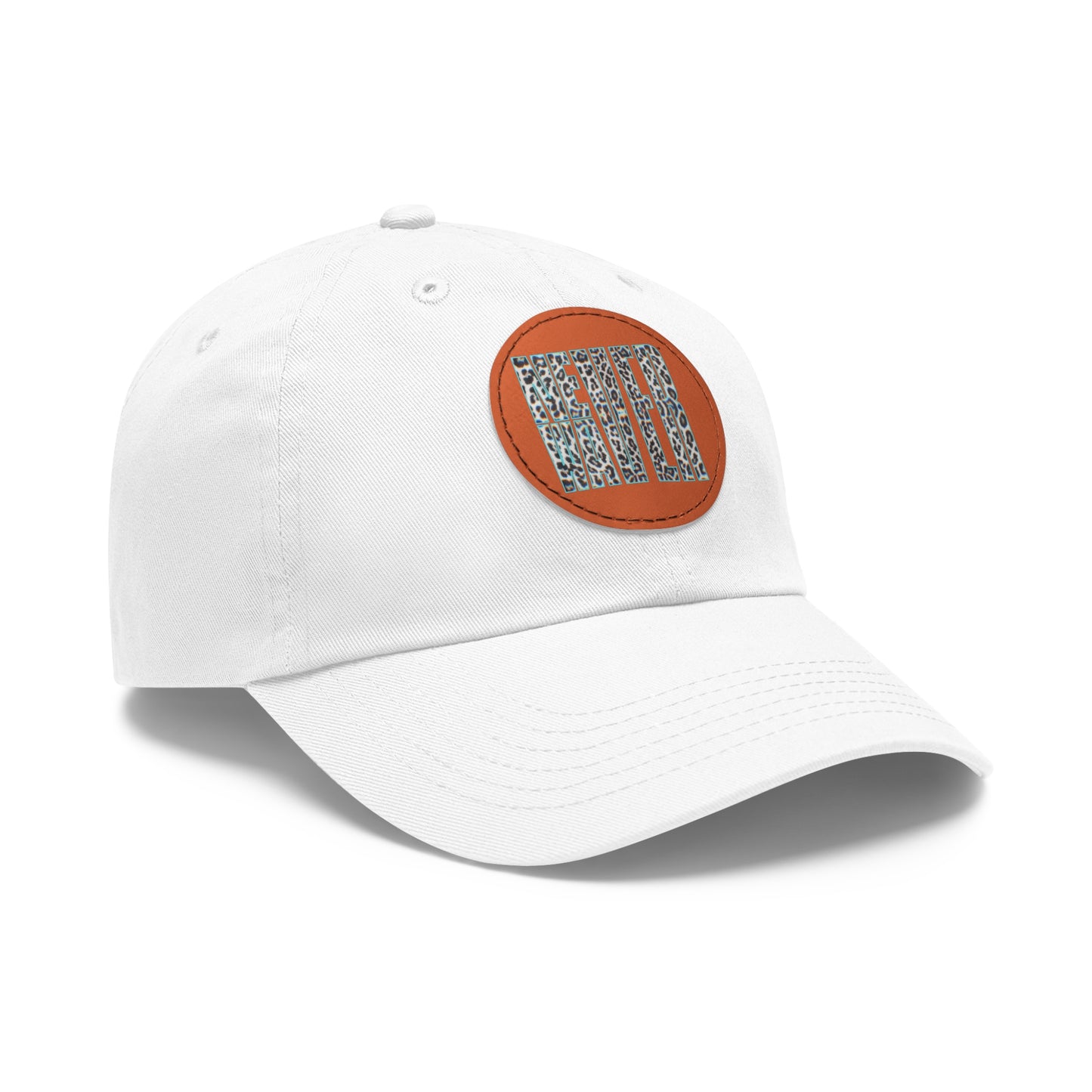 Never Waver Leopard Dad Hat with Leather Patch (Round)