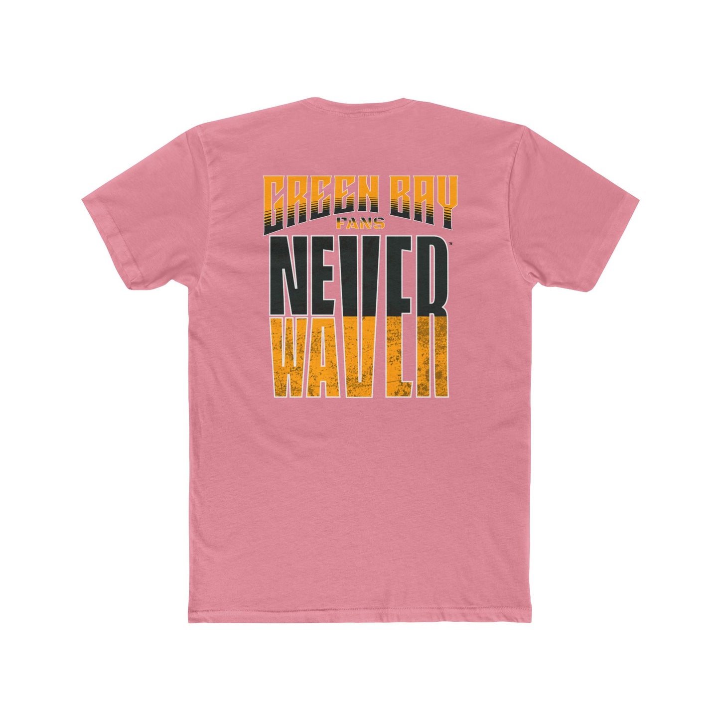 Green Bay Fans  Never Waver with leopard football Unisex Cotton Crew Tee