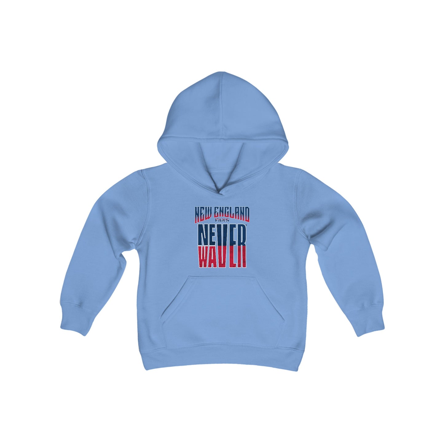 New England Fans Never Waver Youth Heavy Blend Hooded Sweatshirt