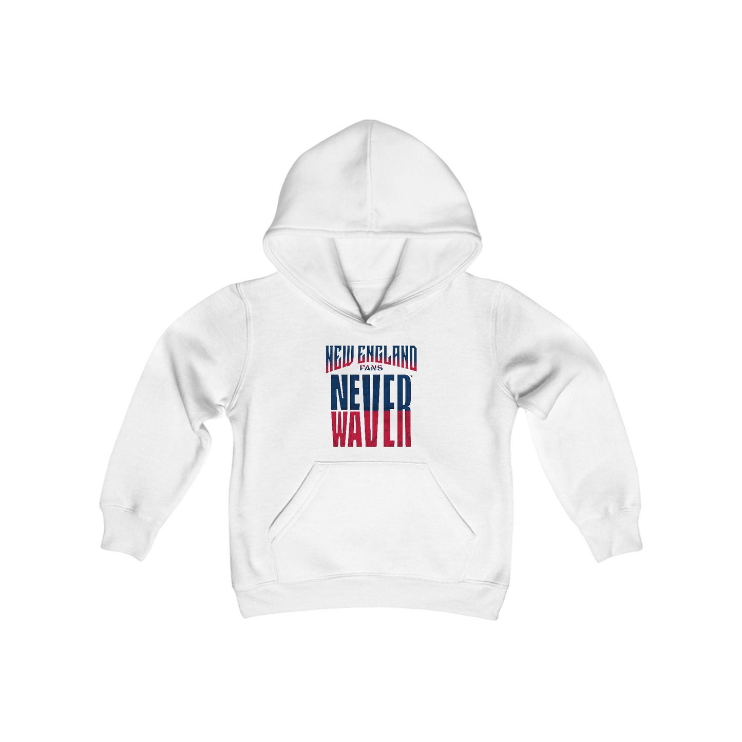 New England Fans Never Waver Youth Heavy Blend Hooded Sweatshirt