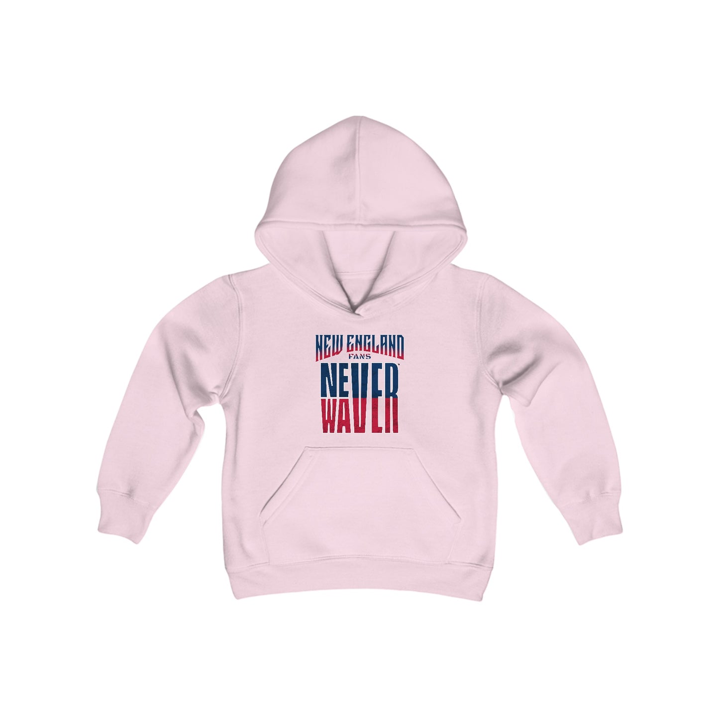 New England Fans Never Waver Youth Heavy Blend Hooded Sweatshirt