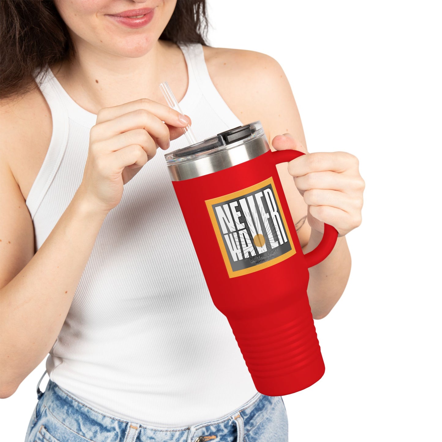 NEVER WAVER Be The Light Insulated Travel Mug, 40oz