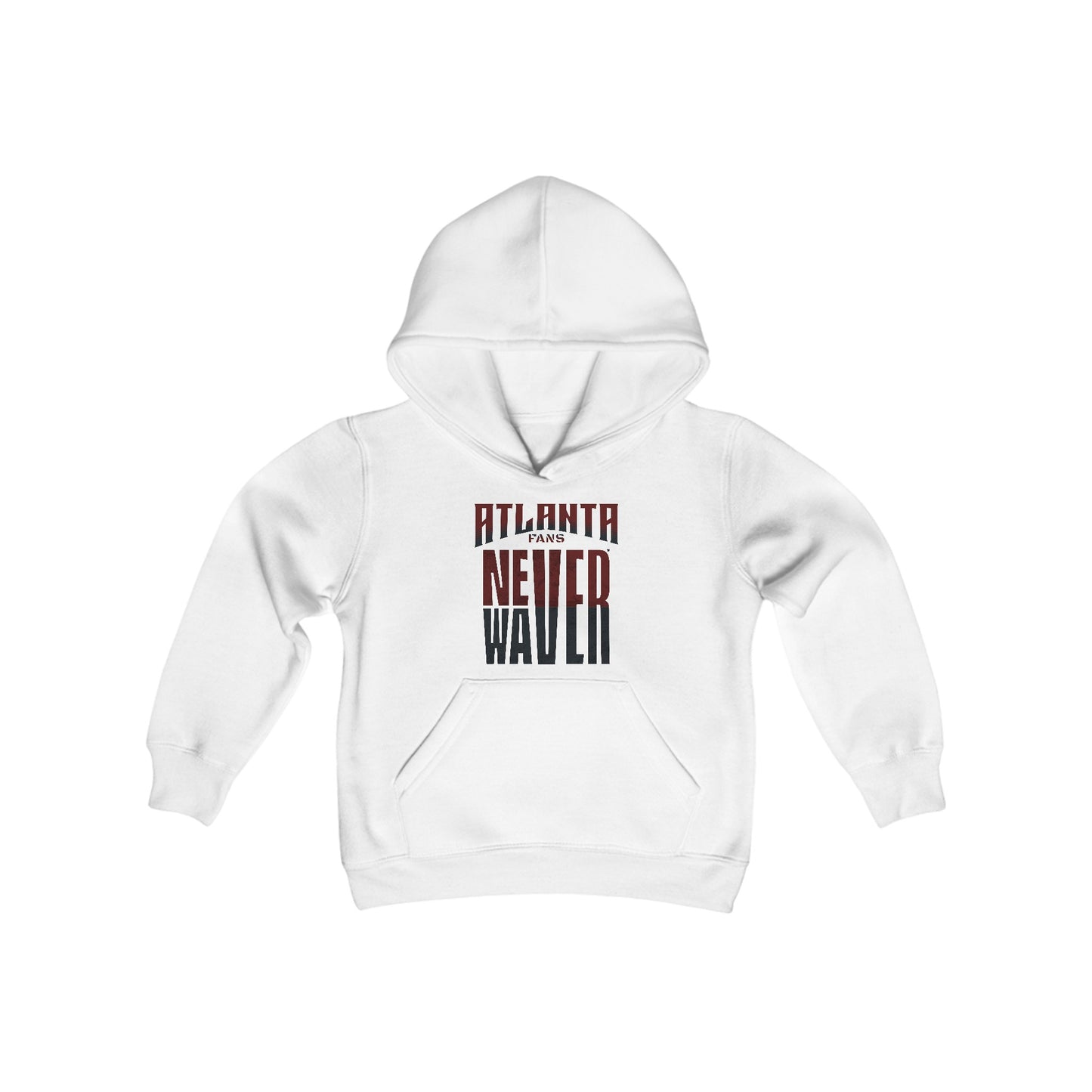 Atlanta Fans Never Waver Youth Heavy Blend Hooded Sweatshirt