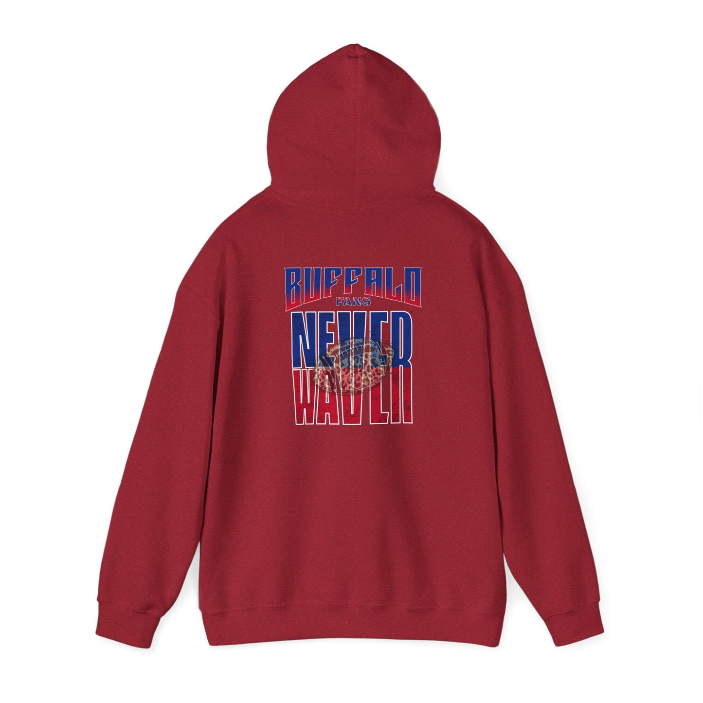 Buffalo Fans Never Waver W-Leopard Football Unisex Heavy Blend™ Hooded Sweatshirt