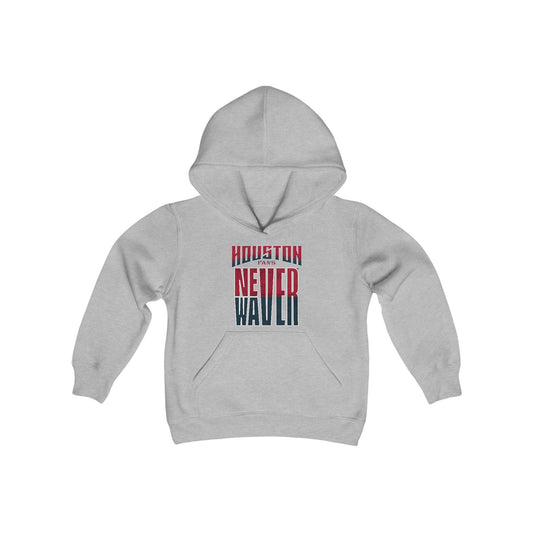 Huston Fans Never Waver Youth Heavy Blend Hooded Sweatshirt