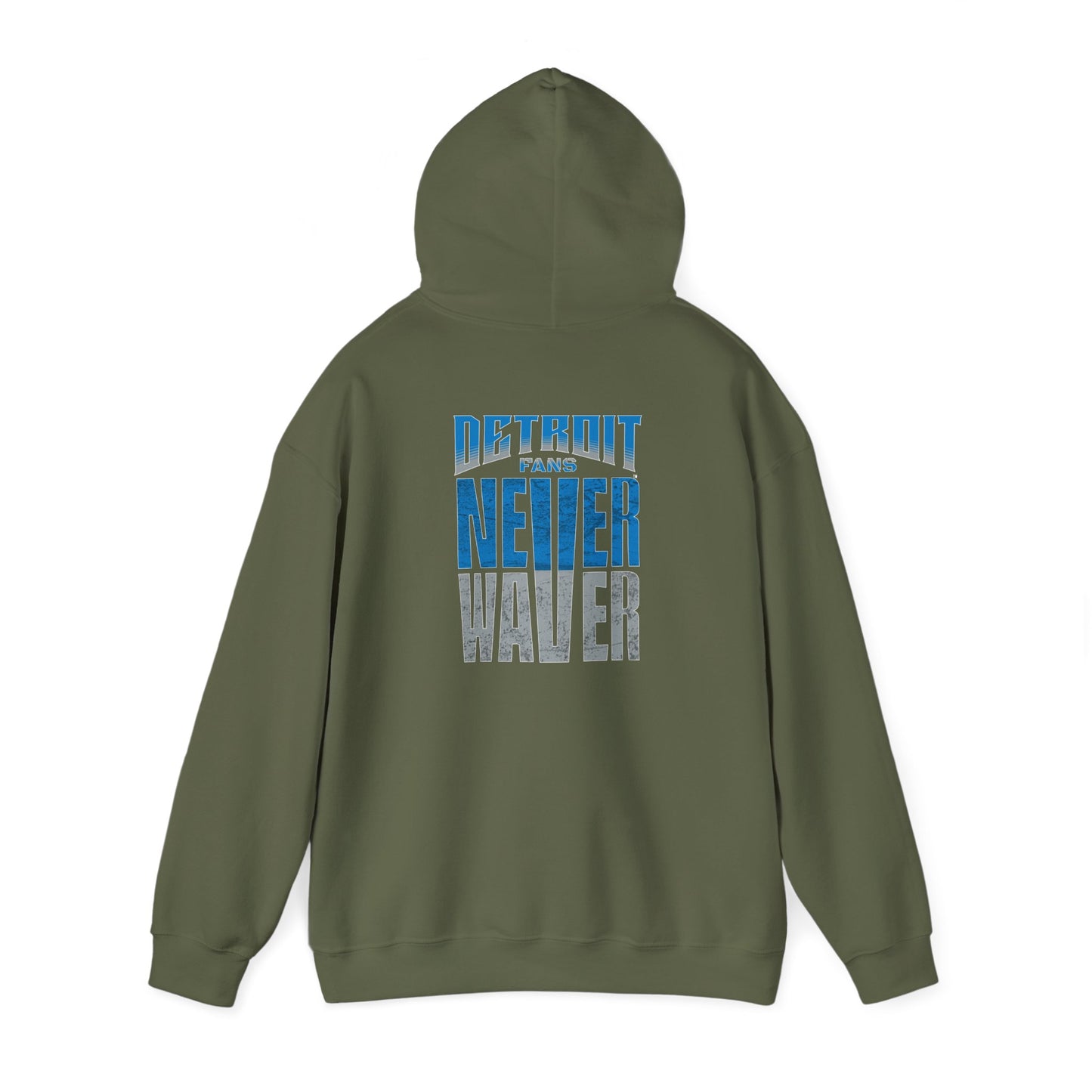 Unisex Heavy Blend™ Hooded Sweatshirt - 'Detroit Fans Never Waver' Inspirational Hoodie for Fans