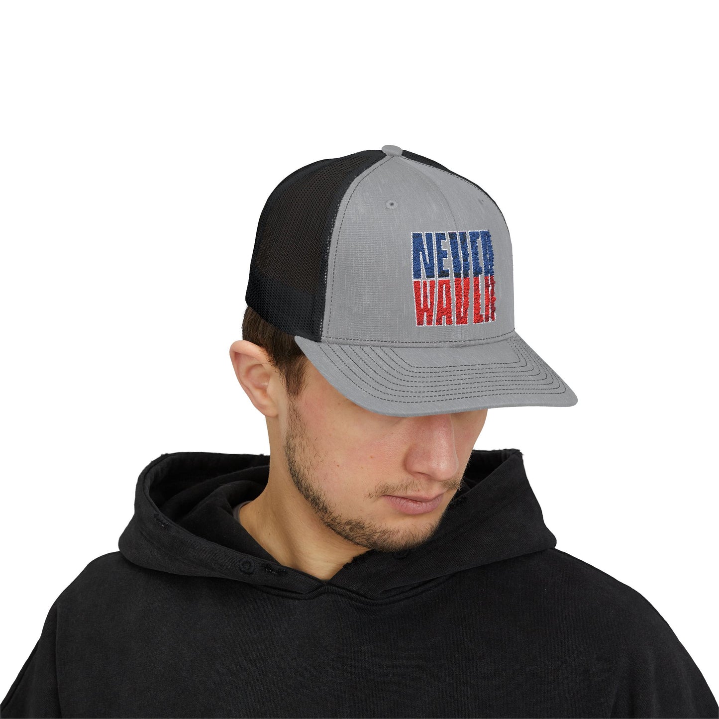 Never Waver Embroidered Snapback Trucker Cap