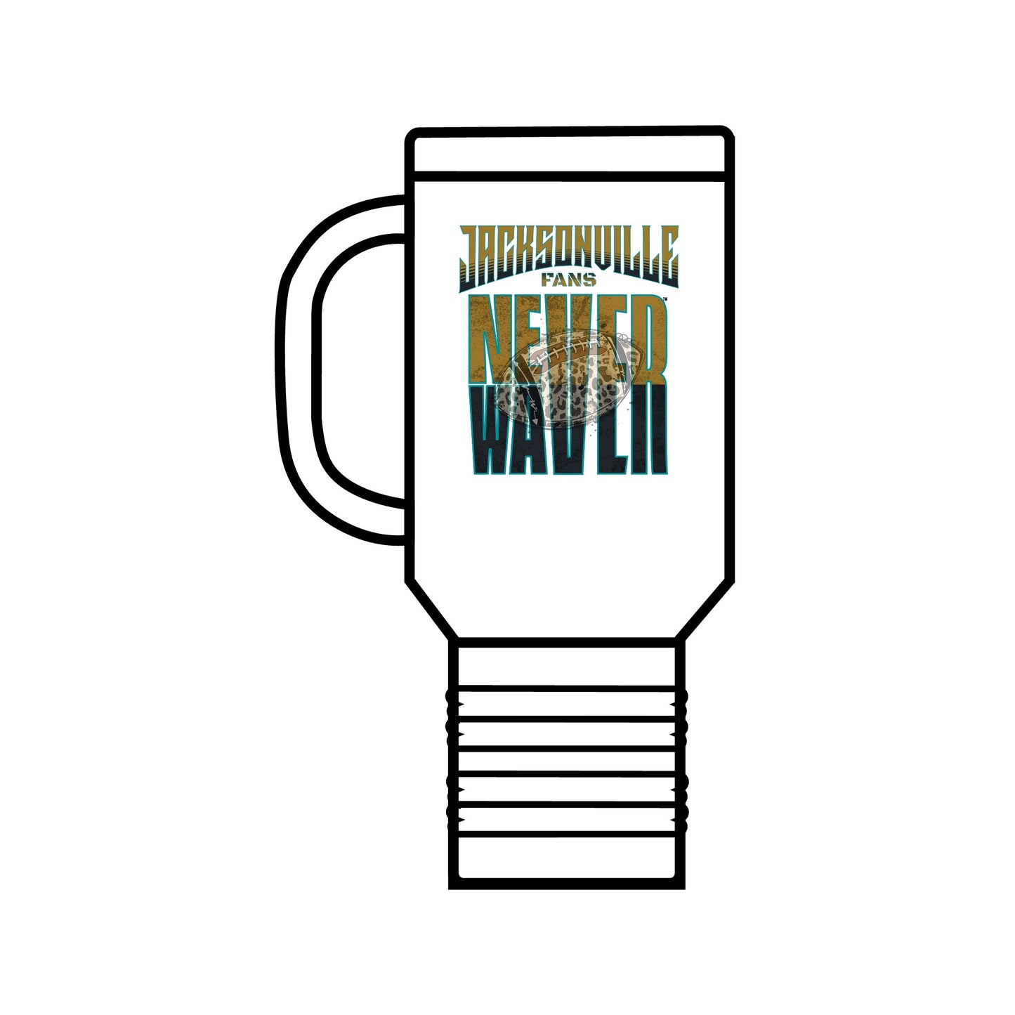 Jacksonville Fans Never Waver W-Leopard Football Insulated Travel Mug, 40oz