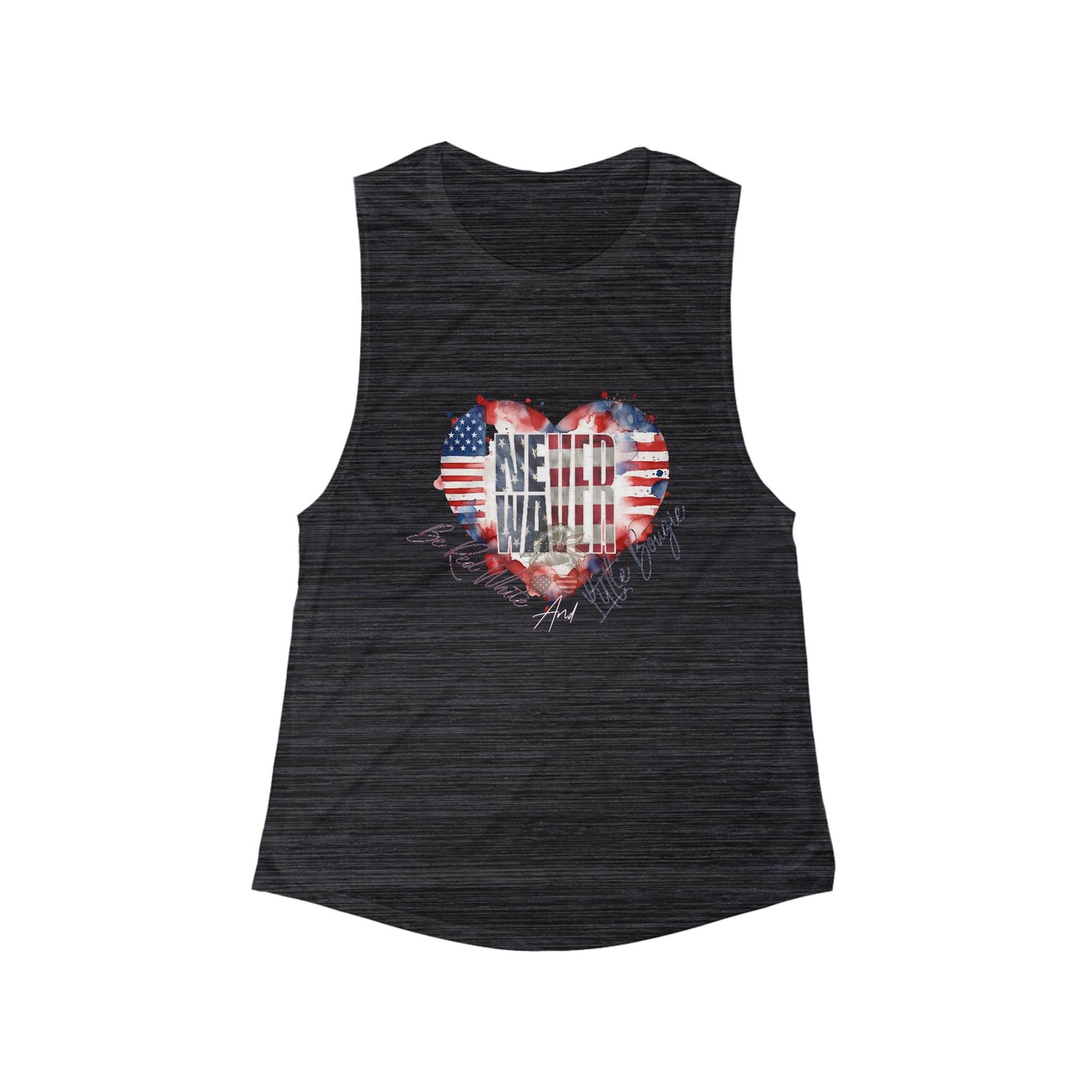 Never Waver Be Red White and a Little Bougie Women's Flowy Scoop Muscle Tank