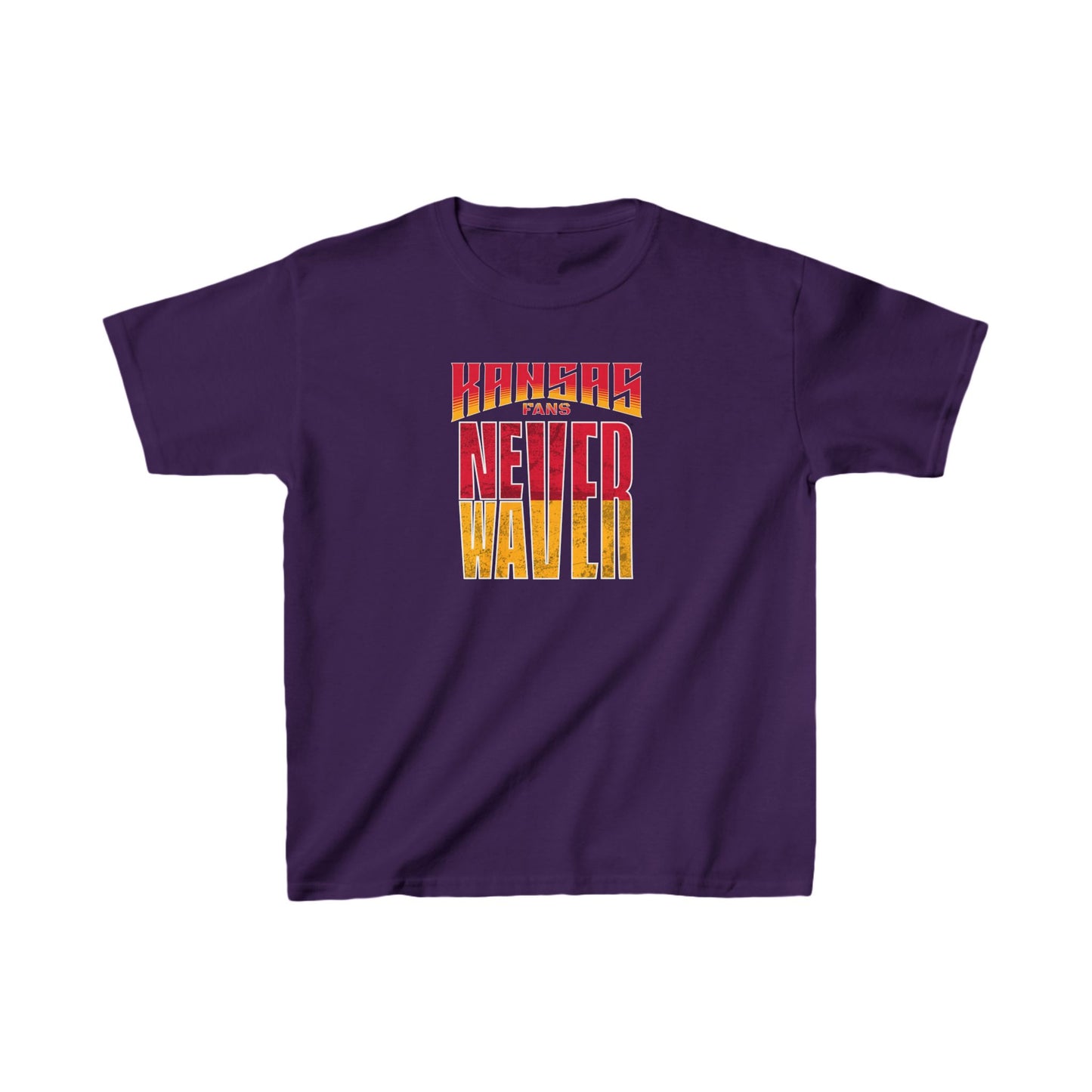 Kansas Fans Never Waver Kids Heavy Cotton™ Tee