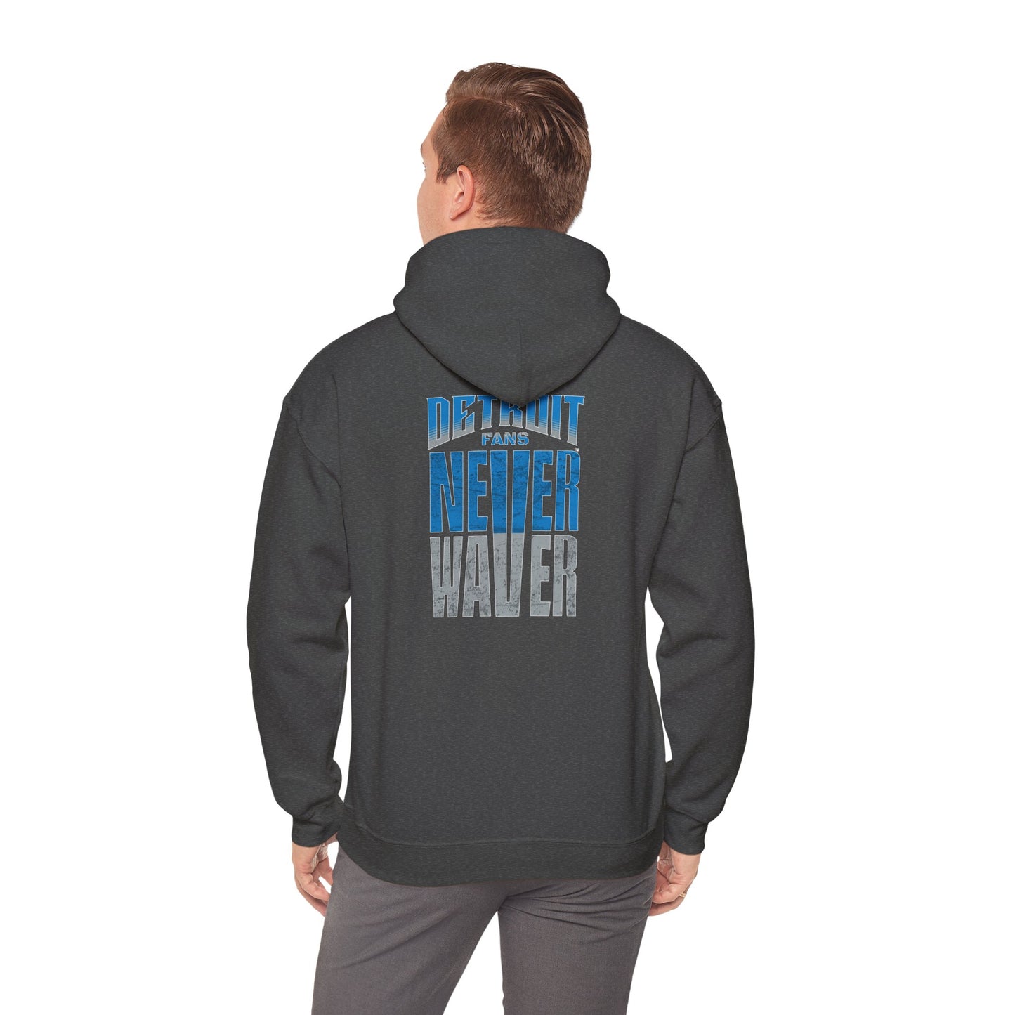 Unisex Heavy Blend™ Hooded Sweatshirt - 'Detroit Fans Never Waver' Inspirational Hoodie for Fans