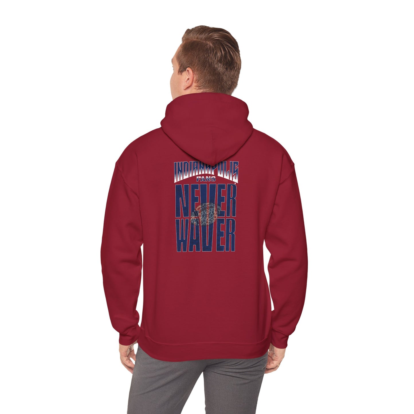 Unisex Heavy Blend™ 'Indianapolis Fans Never Waver' Hoodie - Inspirational Apparel for Everyday Comfort