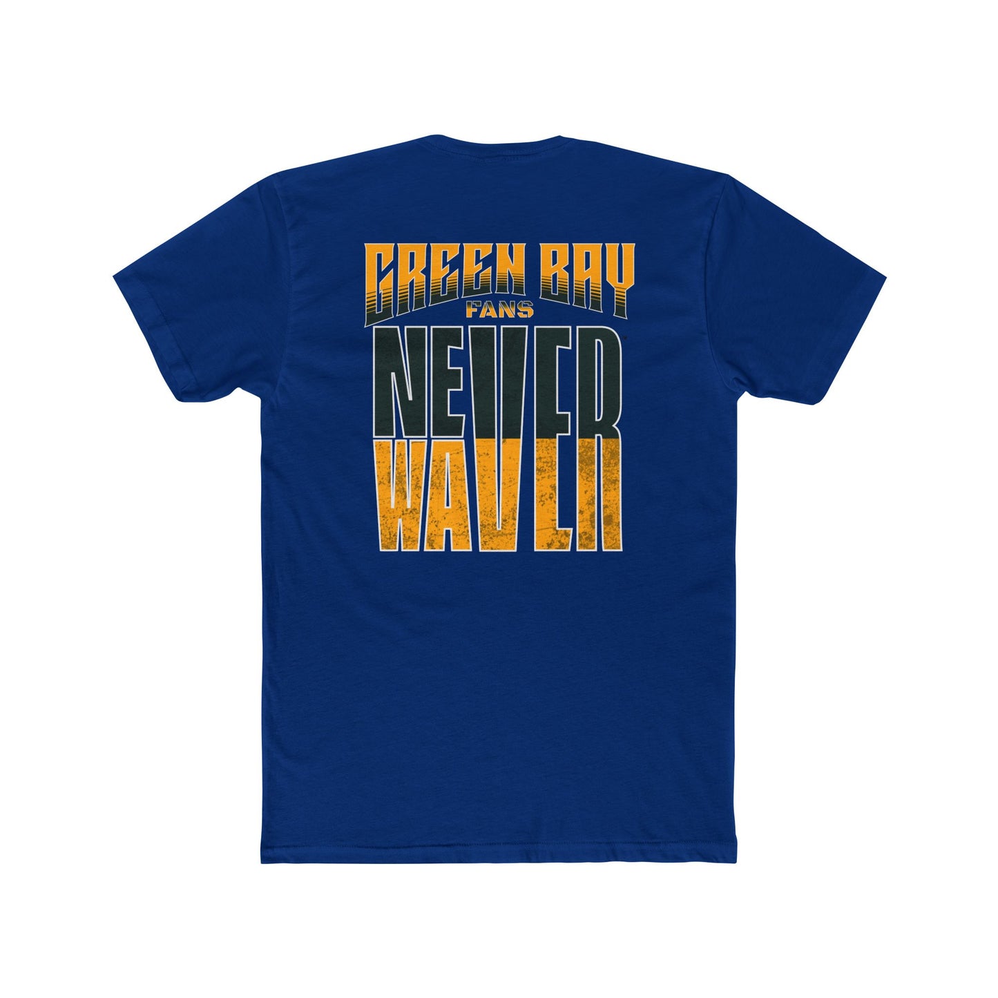 Green Bay Fans  Never Waver with leopard football Unisex Cotton Crew Tee