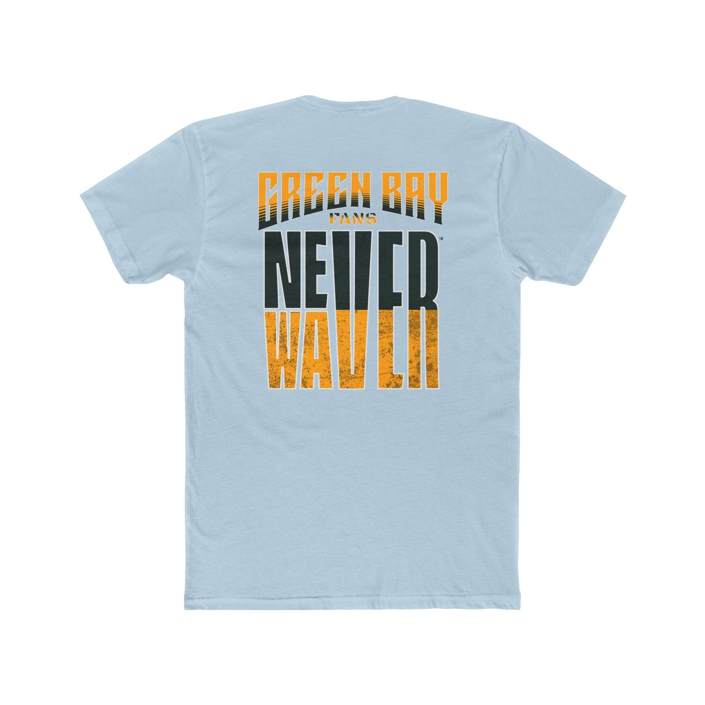 Green Bay Fans  Never Waver with leopard football Unisex Cotton Crew Tee