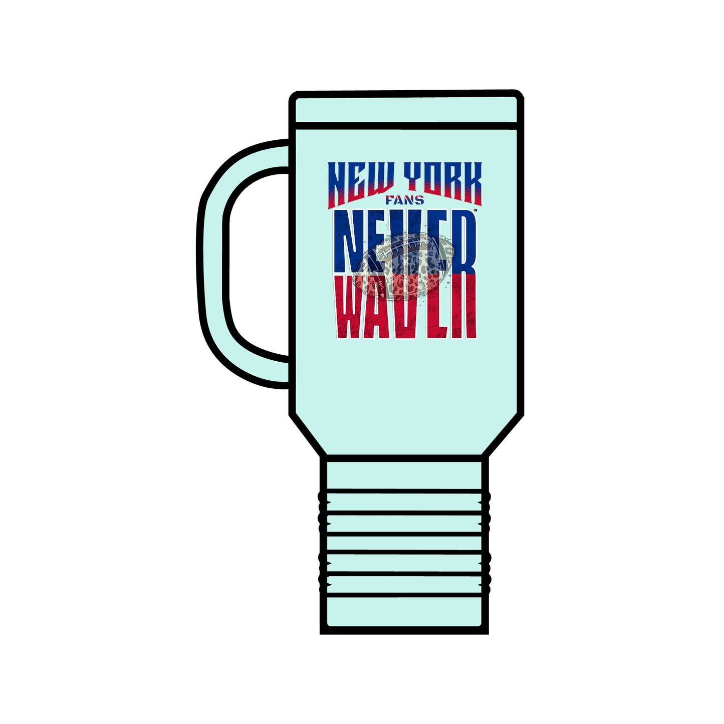 New York Fans Never Waver W-Leopard Football Insulated Travel Mug, 40oz