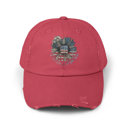 Never Waver Be Red White & A little Bougie Unisex Distressed Cap - Patriotic Eagle Design for Veterans and Freedom Lovers