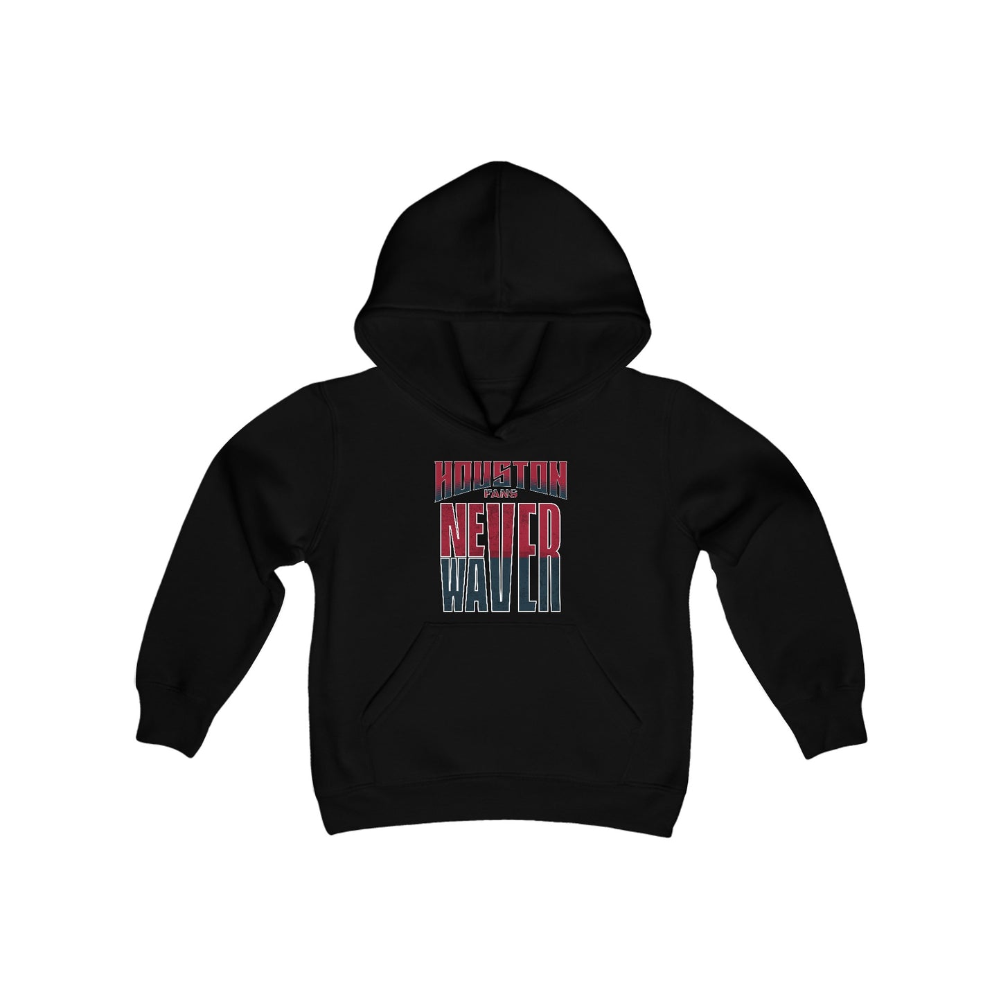 Huston Fans Never Waver Youth Heavy Blend Hooded Sweatshirt