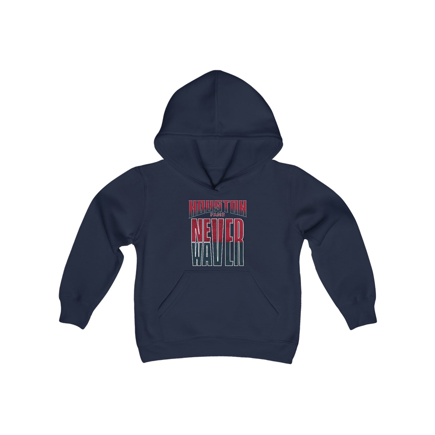 Huston Fans Never Waver Youth Heavy Blend Hooded Sweatshirt