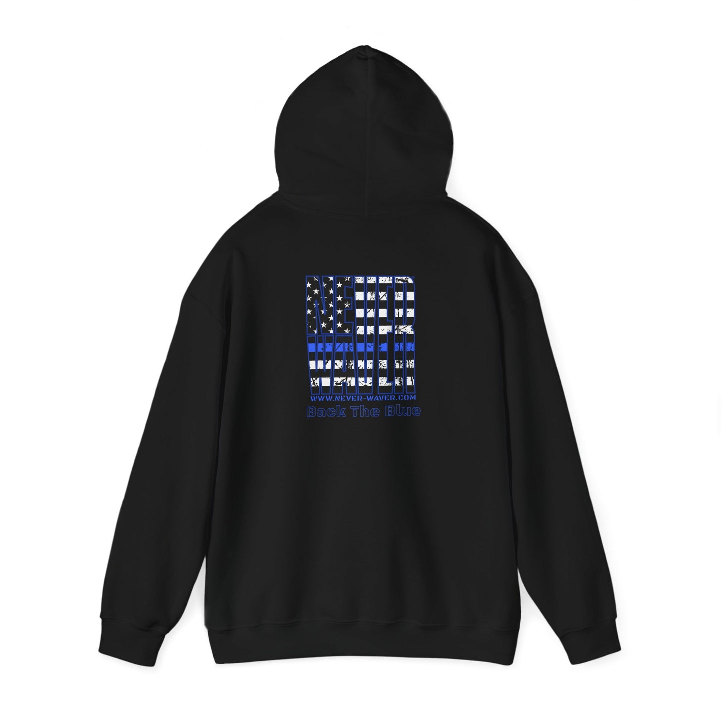 Never Waver Back The Blue  Unisex Heavy Blend™ Hooded Sweatshirt