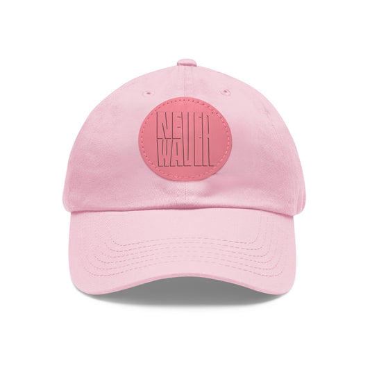 Never Waver Dad Hat with Leather Patch (Round)