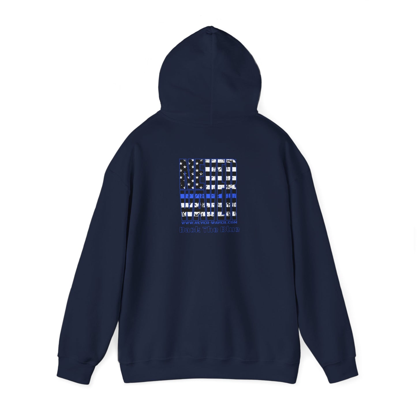 Never Waver Back The Blue  Unisex Heavy Blend™ Hooded Sweatshirt