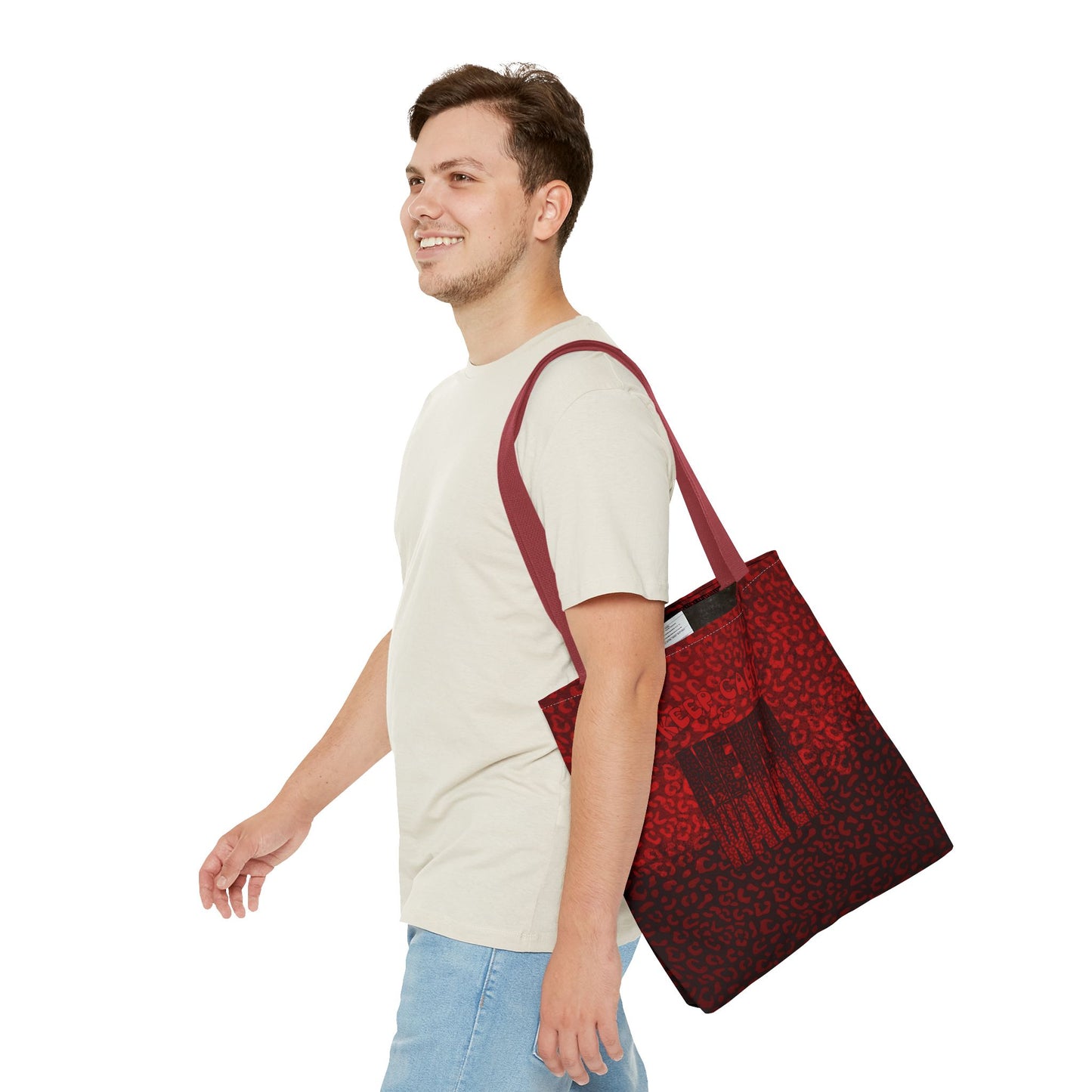 Keep Calm & Never Waver Mamma Red Leopard Tote Bag (AOP)