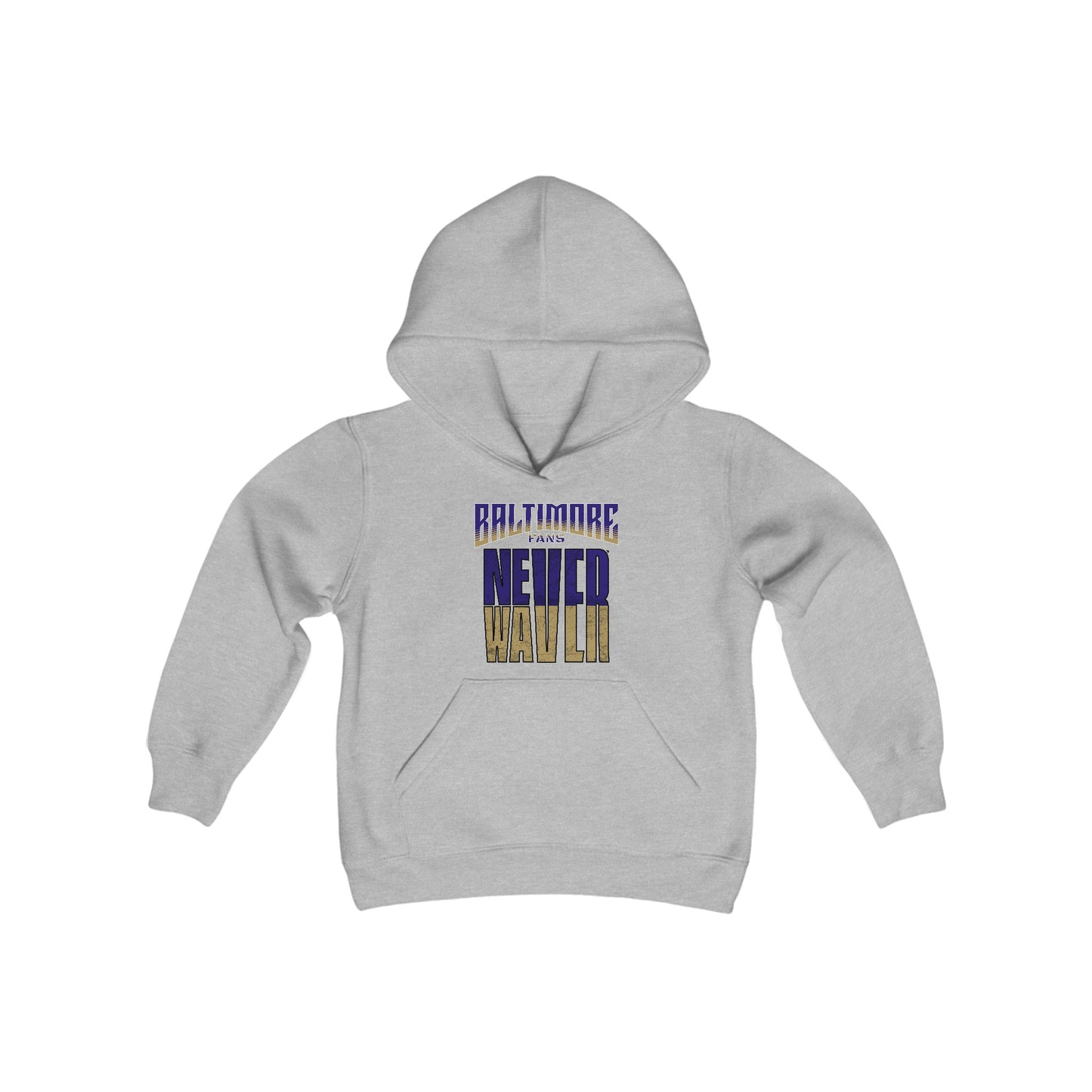 Baltimore Fans Never Waver Youth Heavy Blend Hooded Sweatshirt