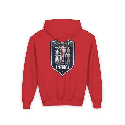 Youth Heavy Blend Hoodie - "Never Waver America" Motivational Sweatshirt