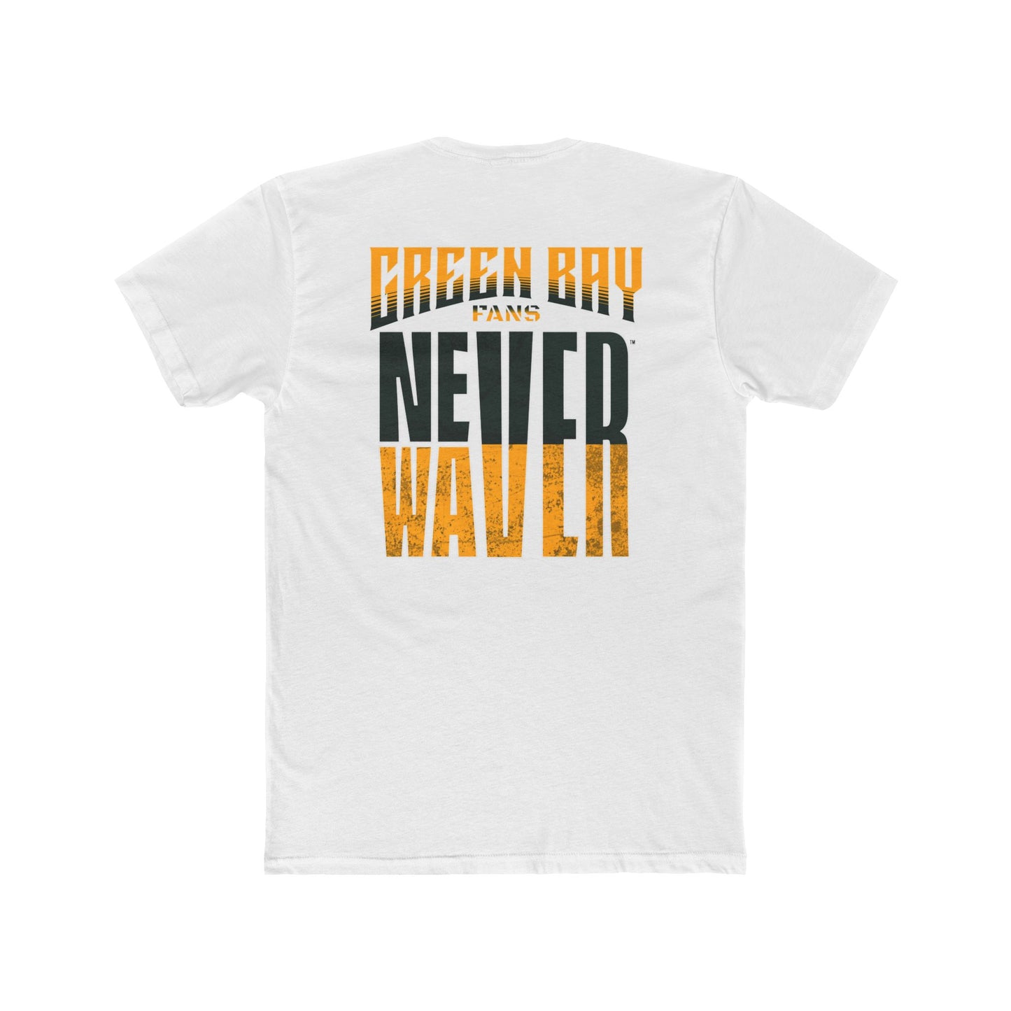 Green Bay Fans  Never Waver with leopard football Unisex Cotton Crew Tee