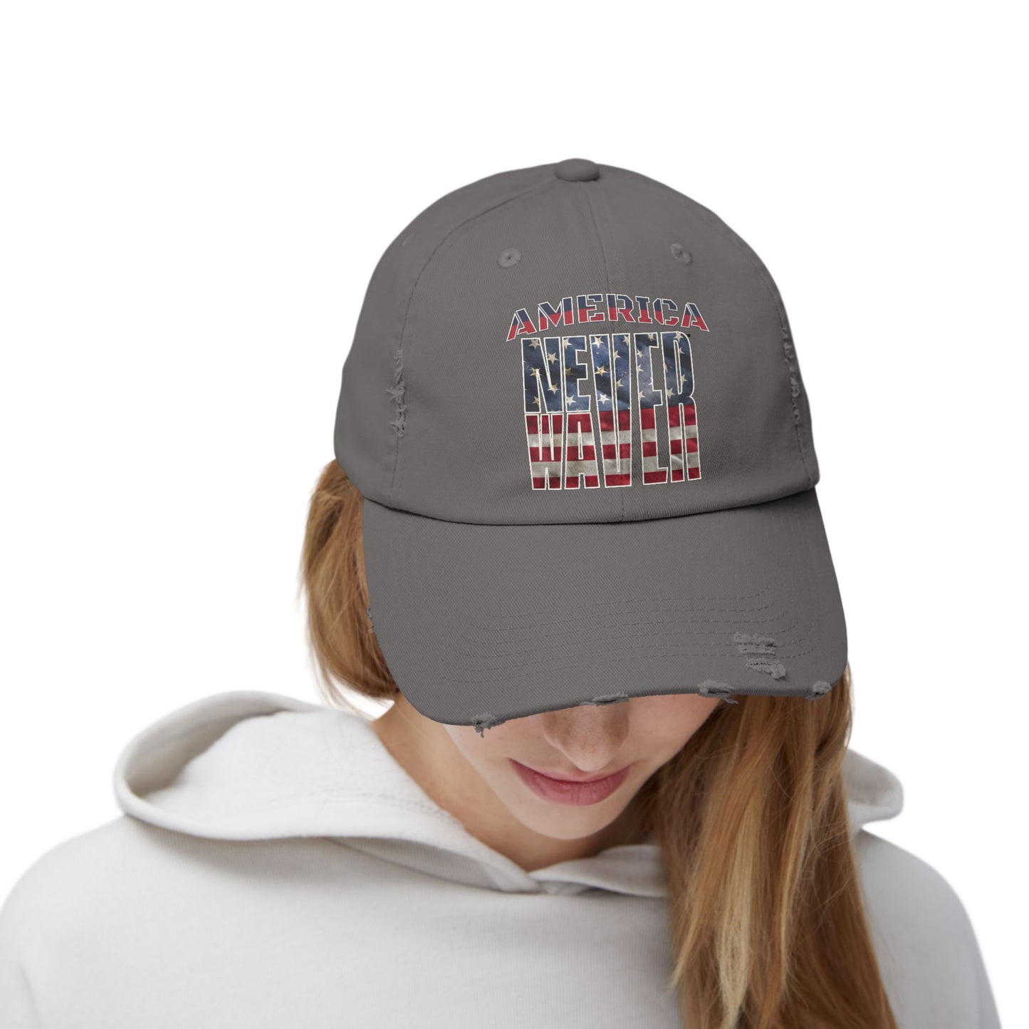 America Never Waver Unisex Distressed Cap