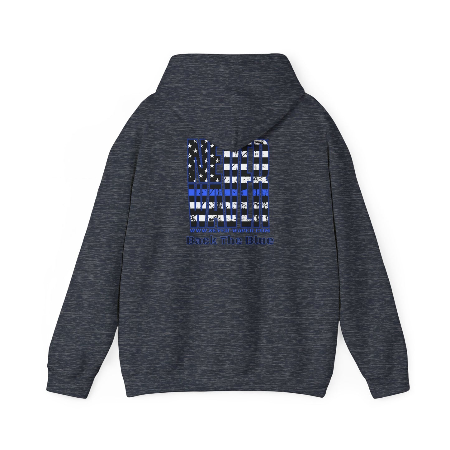 Never Waver Back The Blue  Unisex Heavy Blend™ Hooded Sweatshirt