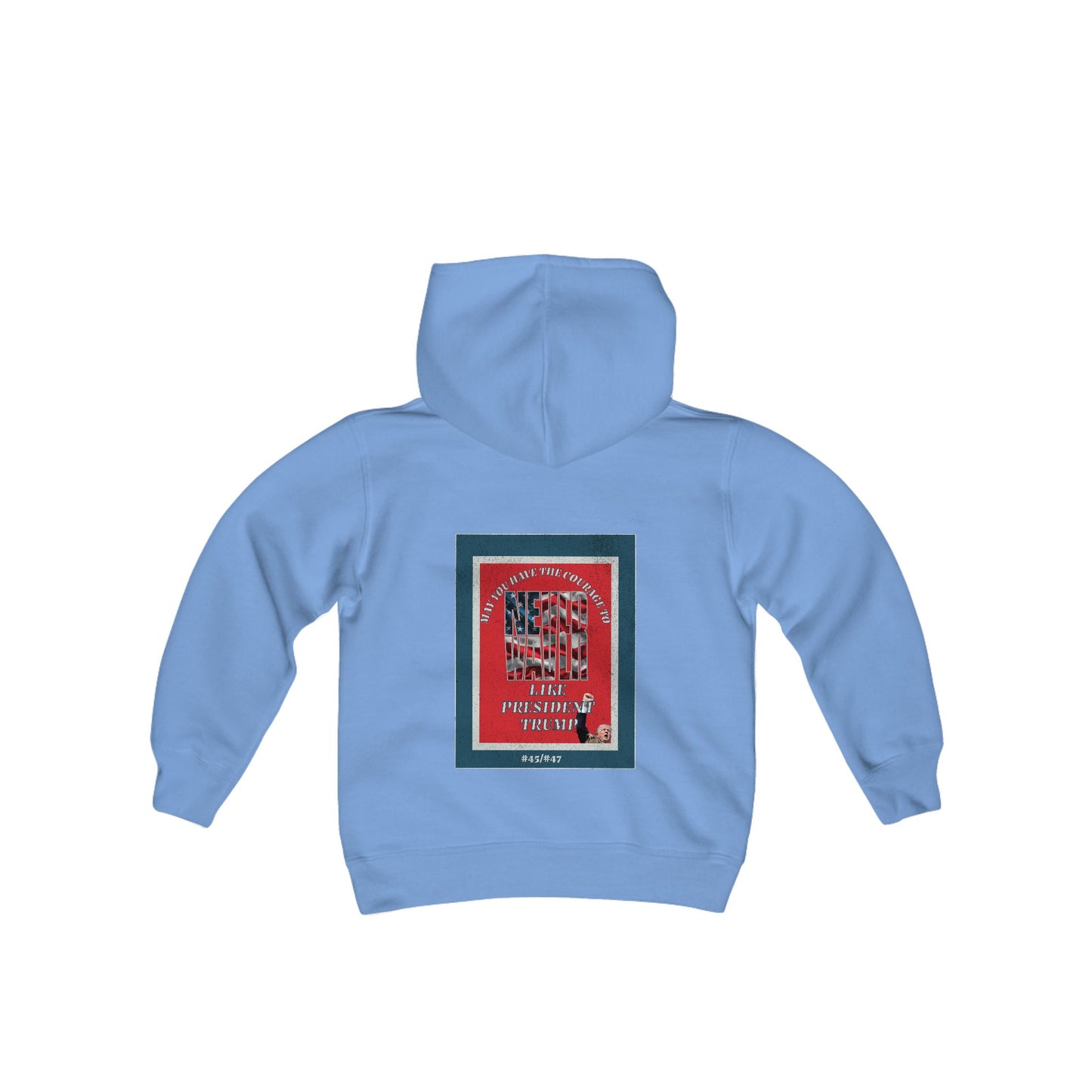 #2 May you have the Courage to Never Waver Like President Trump Vintage-Inspired Youth Hoodie with American Flag Design