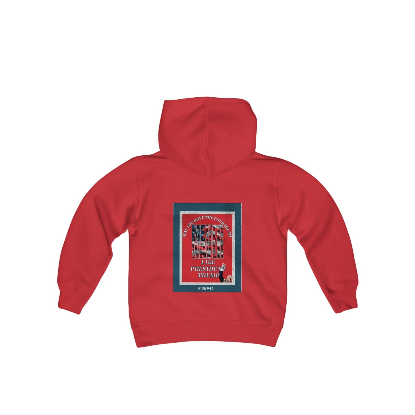 #2 May you have the Courage to Never Waver Like President Trump Vintage-Inspired Youth Hoodie with American Flag Design