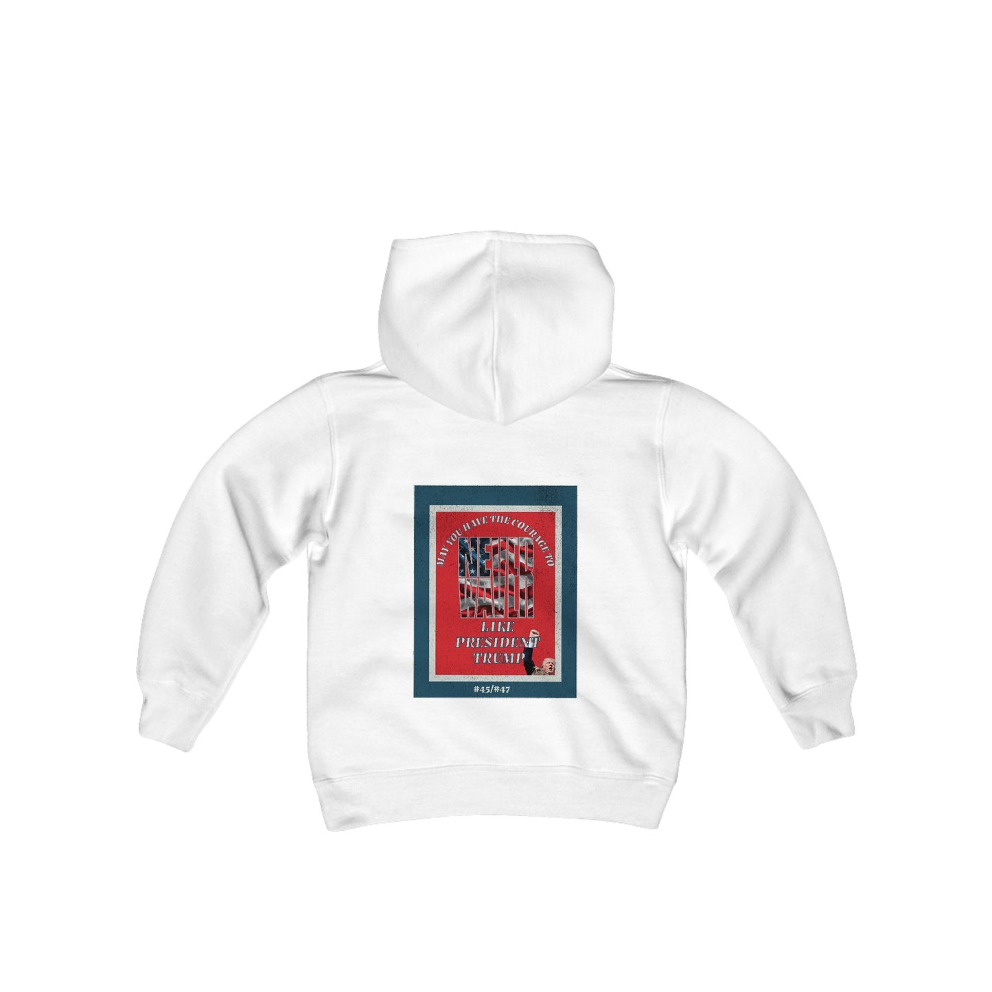 #2 May you have the Courage to Never Waver Like President Trump Vintage-Inspired Youth Hoodie with American Flag Design