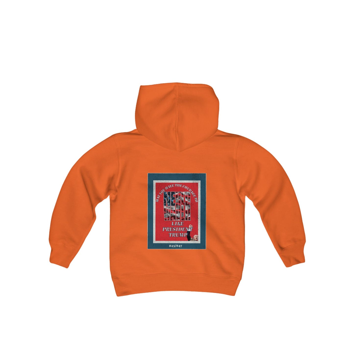 #2 May you have the Courage to Never Waver Like President Trump Vintage-Inspired Youth Hoodie with American Flag Design