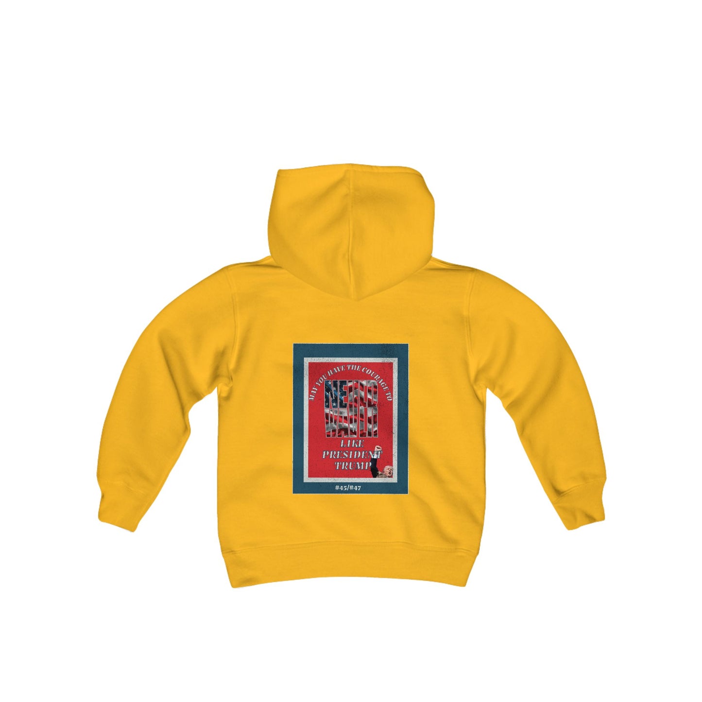 #2 May you have the Courage to Never Waver Like President Trump Vintage-Inspired Youth Hoodie with American Flag Design