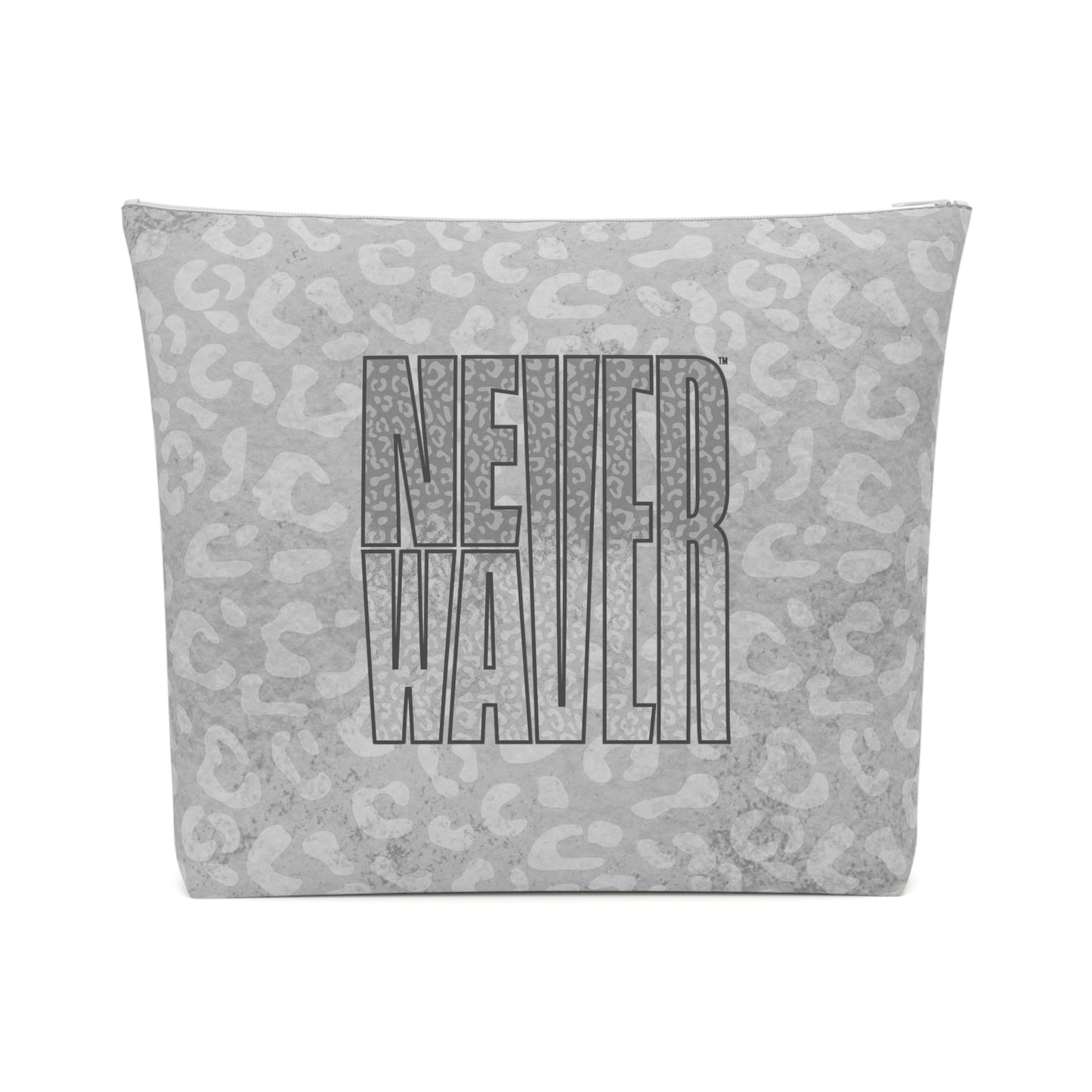 Never Waver  Gray Leopard Cotton Cosmetic Bag