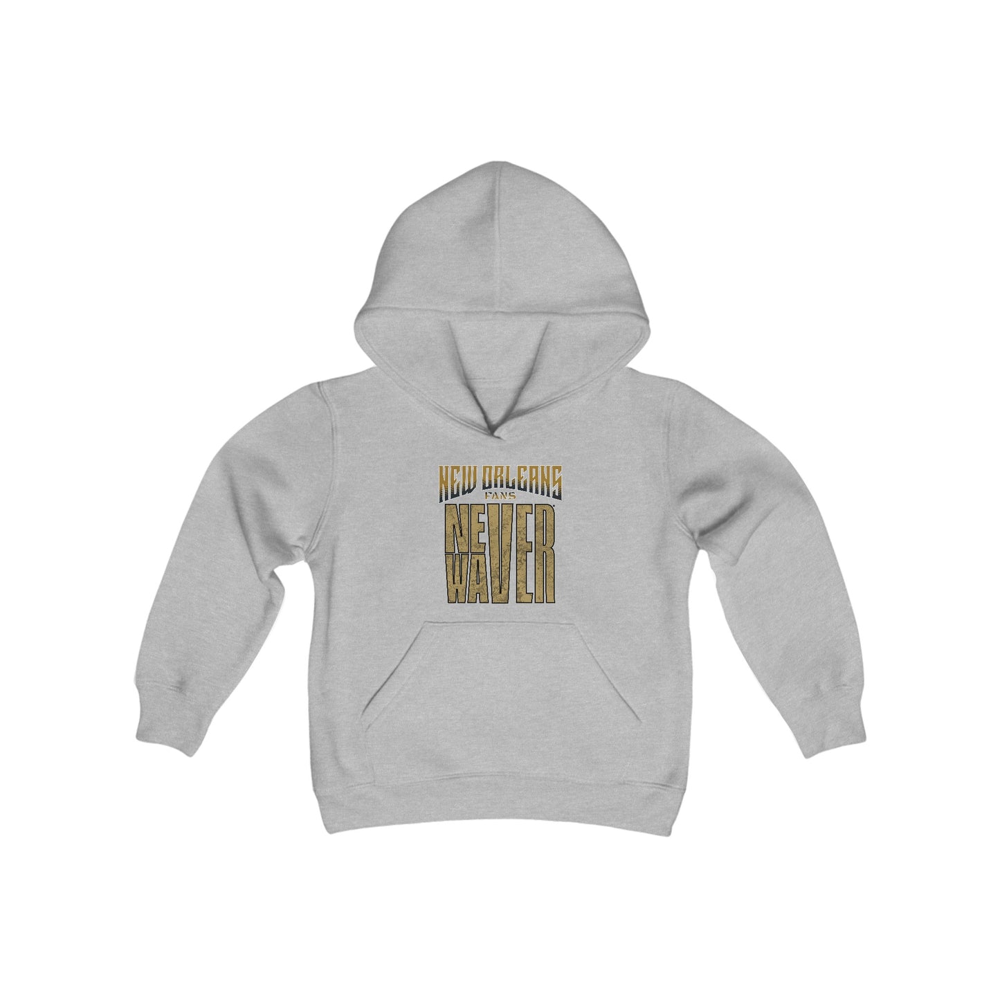 New Orleans Fans Never Waver Youth Heavy Blend Hooded Sweatshirt