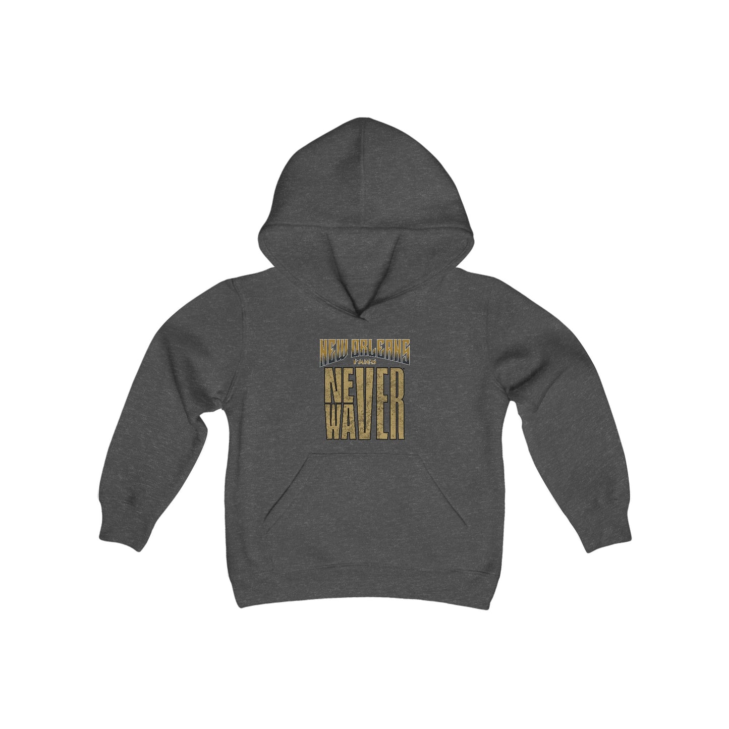 New Orleans Fans Never Waver Youth Heavy Blend Hooded Sweatshirt