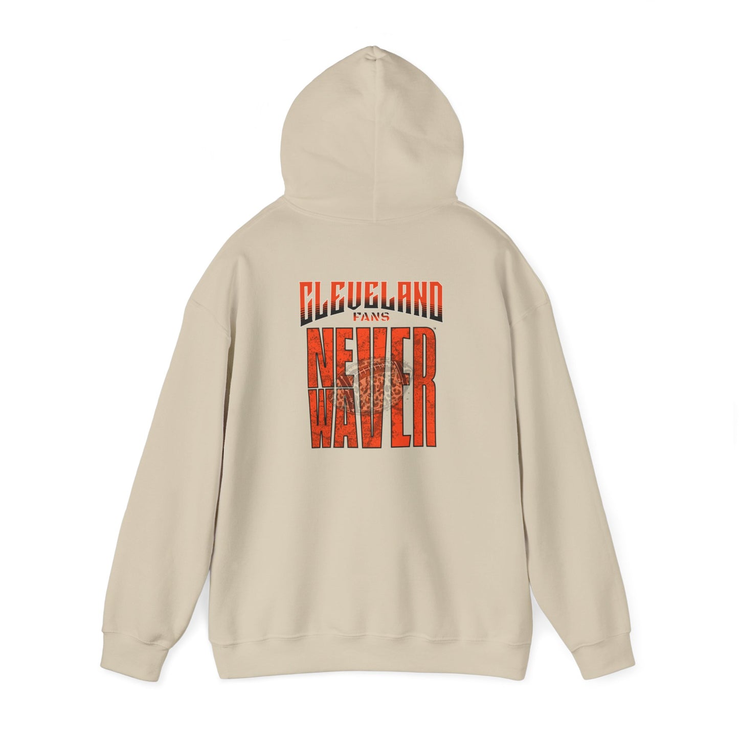 Cleveland Fans Never Waver W-Leopard Football Unisex Heavy Blend™ Hooded Sweatshirt